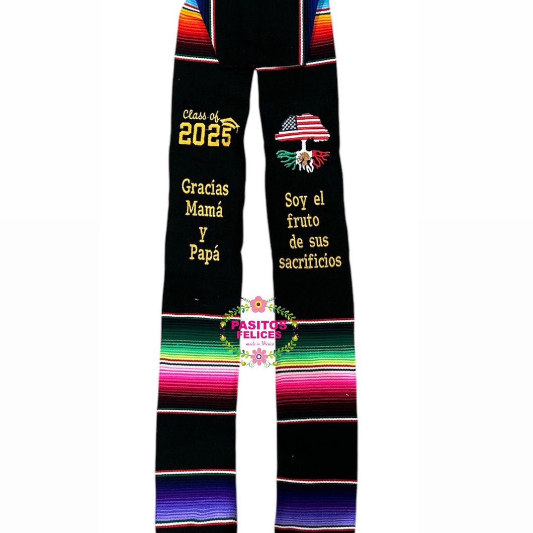 Fruto Sacrificios - Sacrifices Black Graduation stole IN STOCK