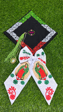 Load image into Gallery viewer, Moño Blanco Tri color Virgen- Embroidered Long Bow
