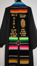 Load image into Gallery viewer, 2026 Gracias Mamá (hombre) Virgen Black Graduation Stole Sarape Sash IN STOCK

