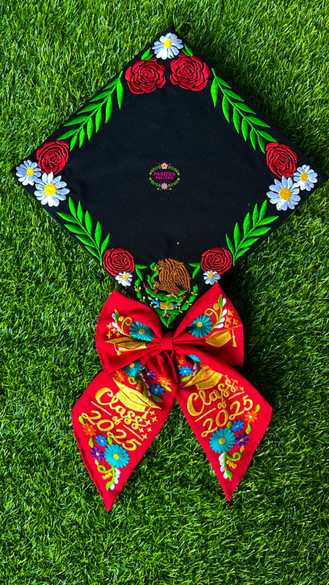 Mexico Embroidered graduation cap topper (w/o button) IN STOCK