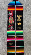 Load image into Gallery viewer, 2026 Virgen - Pink Red Roses Black Stole Sarape Sash IN STOCK
