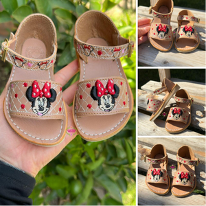 Minnie Buckle Tan Open Toed PREORDER