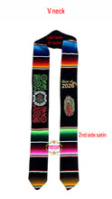 Cargar imagen en el visor de la galería, Vneck *2026* Virgen Black Mexico Floral - Black Graduation Stole Sarape Sash IN STOCK
