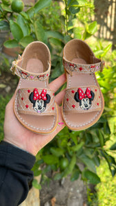 Minnie Buckle Tan Open Toed PREORDER