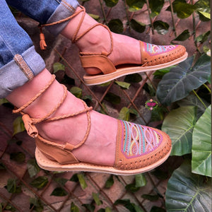 Colorful Sequin Tan Lace Up - PREORDER