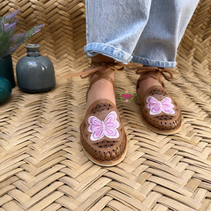 Laser butterfly Embroidered Lace Up Huaraches