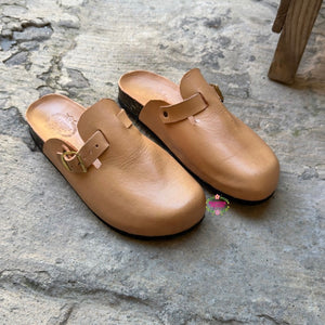 Corcho - Tan Leather Slides