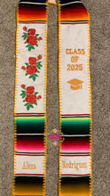 Load image into Gallery viewer, Roses White Graduation Stole Sarape Sash SOLD OUT
