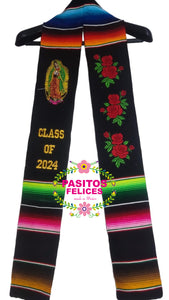 Virgen and Roses Black Stole IN STOCK