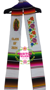 Virgen Floral White Stole - IN STOCK