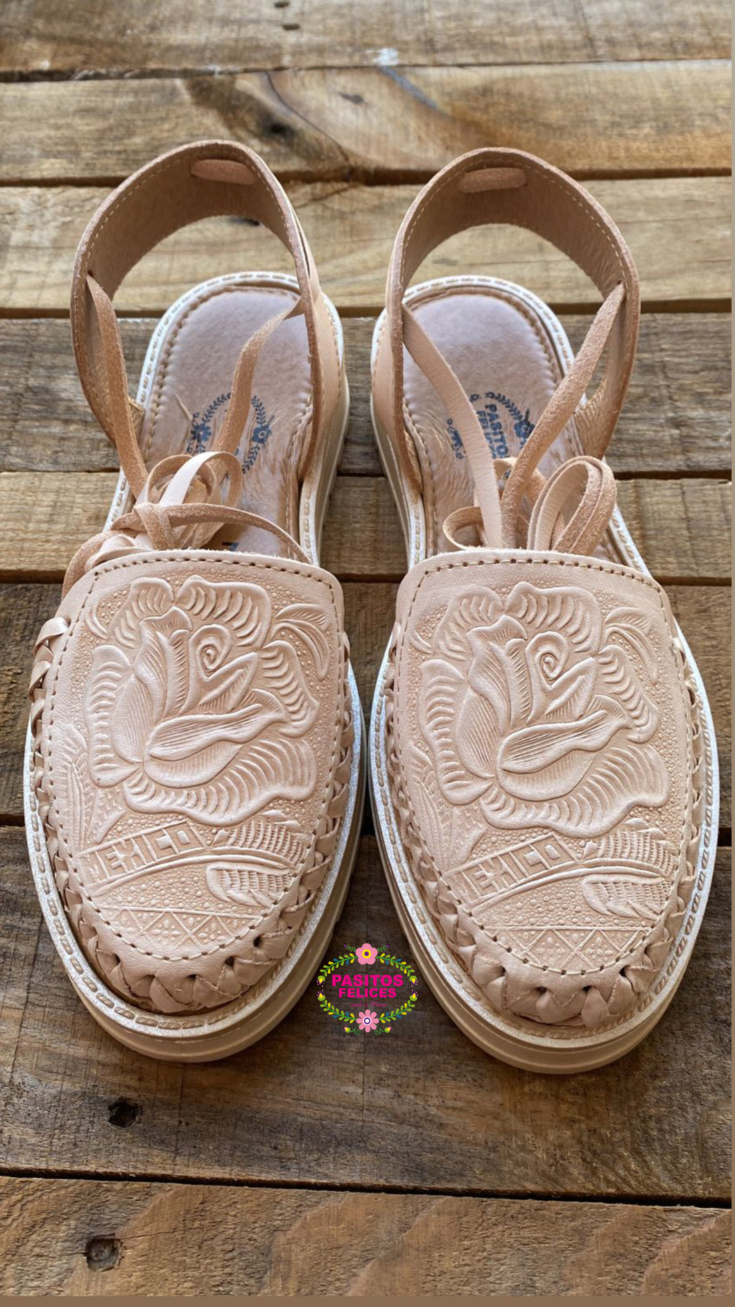 Mexico - Natural Tooled Lace Up