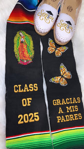 2025 * Gracias a mis Padres Graduation Stole- Monarca and Virgen IN STOCK