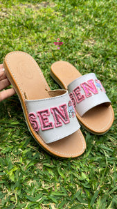 Pink Senior Sequin - White Sandal