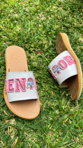 Pink Senior Sequin - White Sandal