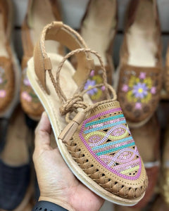 Colorful Sequin Tan Lace Up - PREORDER