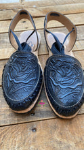 Load image into Gallery viewer, Mexico - Black Tooled lace up
