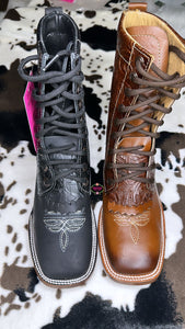 Botas Lacer - Black Leather Tooled Boots