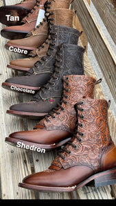 Botas Lacer - Chocolate Leather Tooled Boots