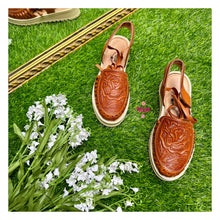 Load image into Gallery viewer, Mexico - Tan 2 Tooled Lace Up
