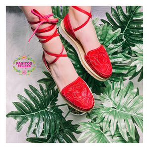 Mexico - Red Tooled Lace Up