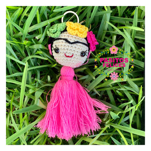 Hot pink Frida Keychain