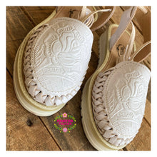 Load image into Gallery viewer, Mexico - White Tooled Lace Up
