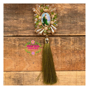 San Judas con Virgencita - St Jude and Virgin Mary Keychain and Car Blessing