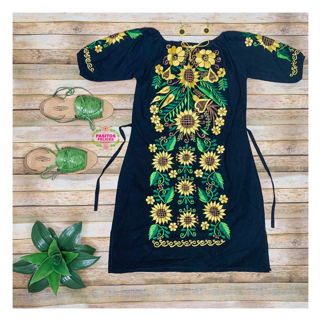 Black sunflower dress – PasitosFelicesArtesanias