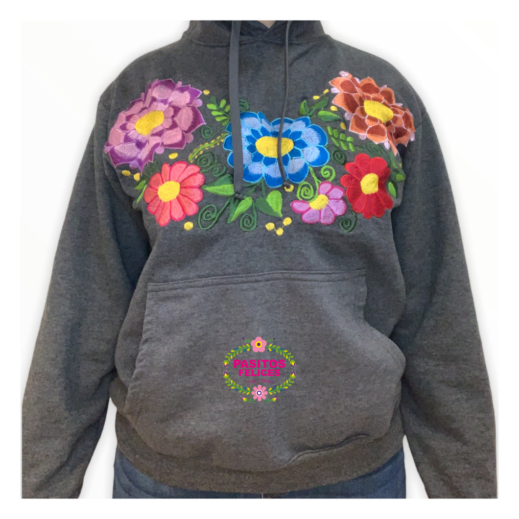 Charcoal Gray Floral Hoodie