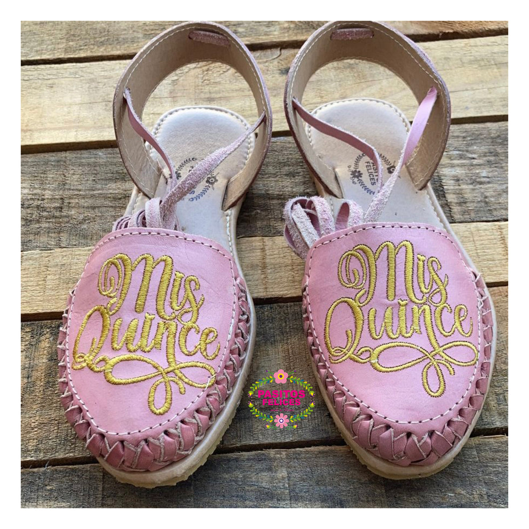 Pink Mis Quince - Gold Lace Up