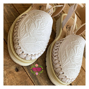 Mexico - White Tooled Lace Up