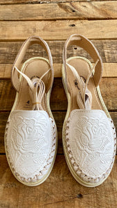 Mexico - White Tooled Lace Up