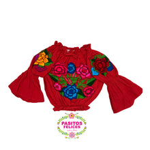 Load image into Gallery viewer, Red Floral sleeve off shoulder

