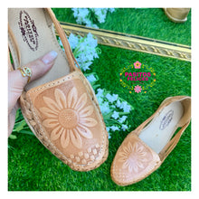 Load image into Gallery viewer, Imprinted Girasol - Sunflower Light Tan Tooled Leather
