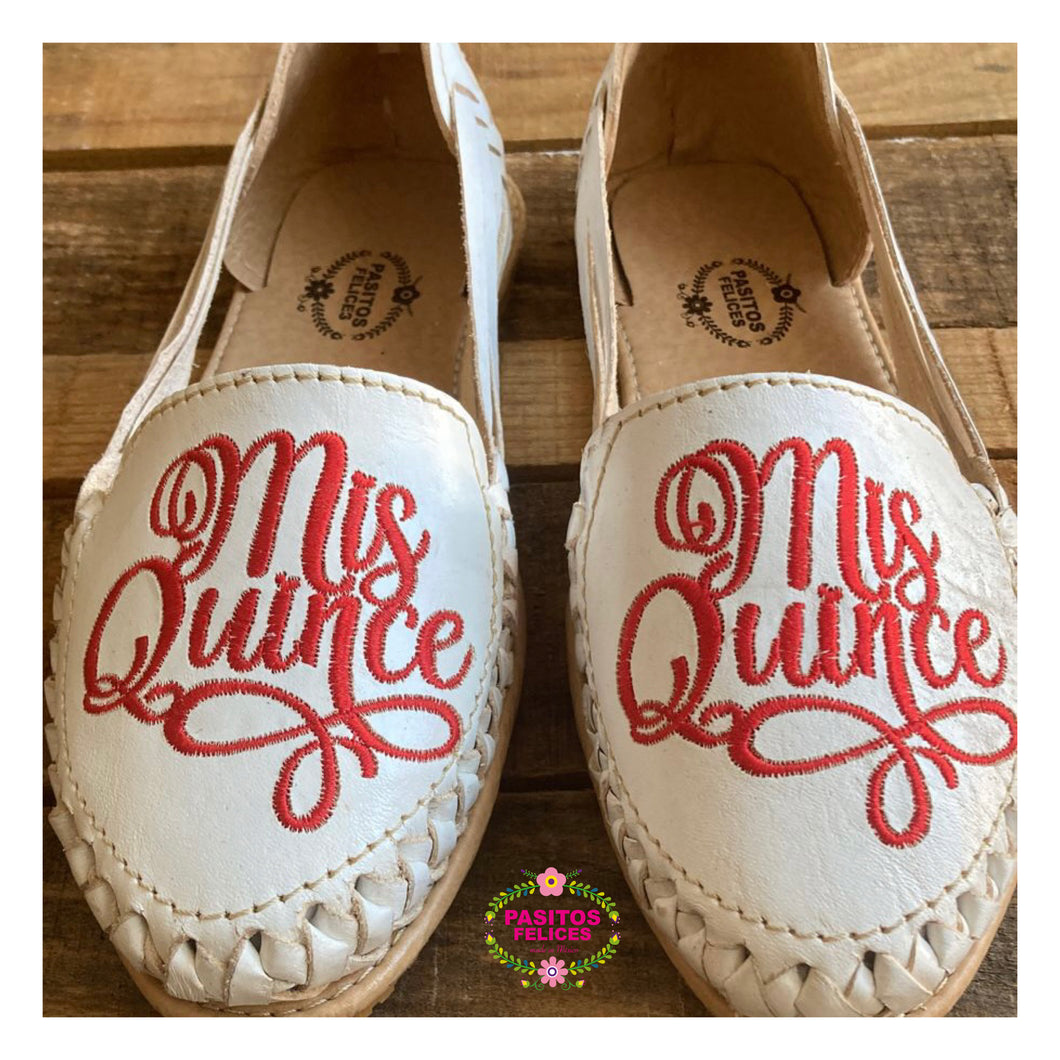 Mis Quince - Red Embroidered Sweet 15 Leather Shoes