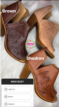 Cargar imagen en el visor de la galería, Morena - Brown Tooled Leather Booties
